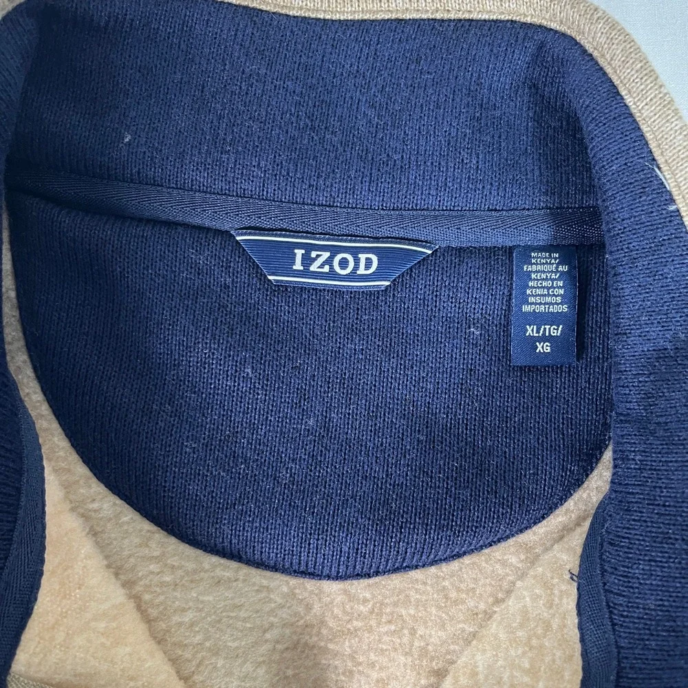 Izod Sweater Fleece Mens XL Camel Heather NEW 1/4 Zip Pullover Breathable Soft